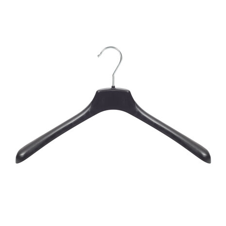 Mantelhanger - Kostuumhanger - Jassenhanger - Volwassenen - HZ45 - 40 Stuks - Kunststof - Zwart - Gebogen Model - Schouderverbreding 4,8 cm - 45 cm - Kledinghanger - Kleerhanger - HZ-Serie