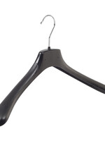 Mantelhanger - Kostuumhanger - Jassenhanger - Volwassenen - HZ45 - 50 Stuks - Kunststof - Zwart - Gebogen Model - Schouderverbreding 4,8 cm - 45 cm - Kledinghanger - Kleerhanger - HZ-Serie