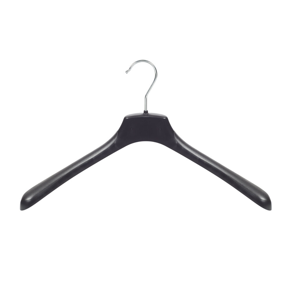 Mantelhanger - Kostuumhanger - Jassenhanger - Volwassenen - HZ45 - 50 Stuks - Kunststof - Zwart - Gebogen Model - Schouderverbreding 4,8 cm - 45 cm - Kledinghanger - Kleerhanger - HZ-Serie