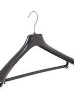 Mantelhanger - Kostuumhanger - Jassenhanger - Volwassenen - HZ48 - 10 Stuks - Kunststof - Zwart - Gebogen Model - Schouderverbreding 4,8 cm - Broeklat - 48 cm - Kledinghanger - Kleerhanger - HZ-Serie