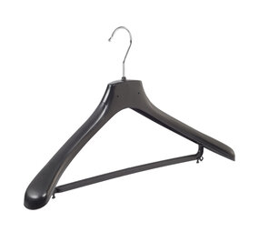 Mantelhanger - Kostuumhanger - Jassenhanger - Volwassenen - HZ48 - 30 Stuks - Kunststof - Zwart - Gebogen Model - Schouderverbreding 4,8 cm - Broeklat - 48 cm - Kledinghanger - Kleerhanger - HZ-Serie