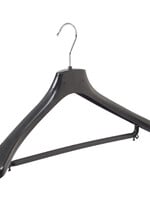 Mantelhanger - Kostuumhanger - Jassenhanger - Volwassenen - HZ48 - 40 Stuks - Kunststof - Zwart - Gebogen Model - Schouderverbreding 4,8 cm - Broeklat - 48 cm - Kledinghanger - Kleerhanger - HZ-Serie