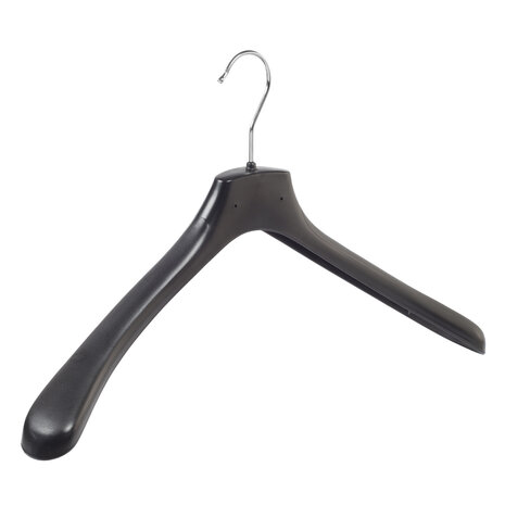 Mantelhanger - Kostuumhanger - Jassenhanger - Volwassenen - HZ48 - 20 Stuks - Kunststof - Zwart - Gebogen Model - Schouderverbreding 4,8 cm - 48 cm - Kledinghanger - Kleerhanger - HZ-Serie