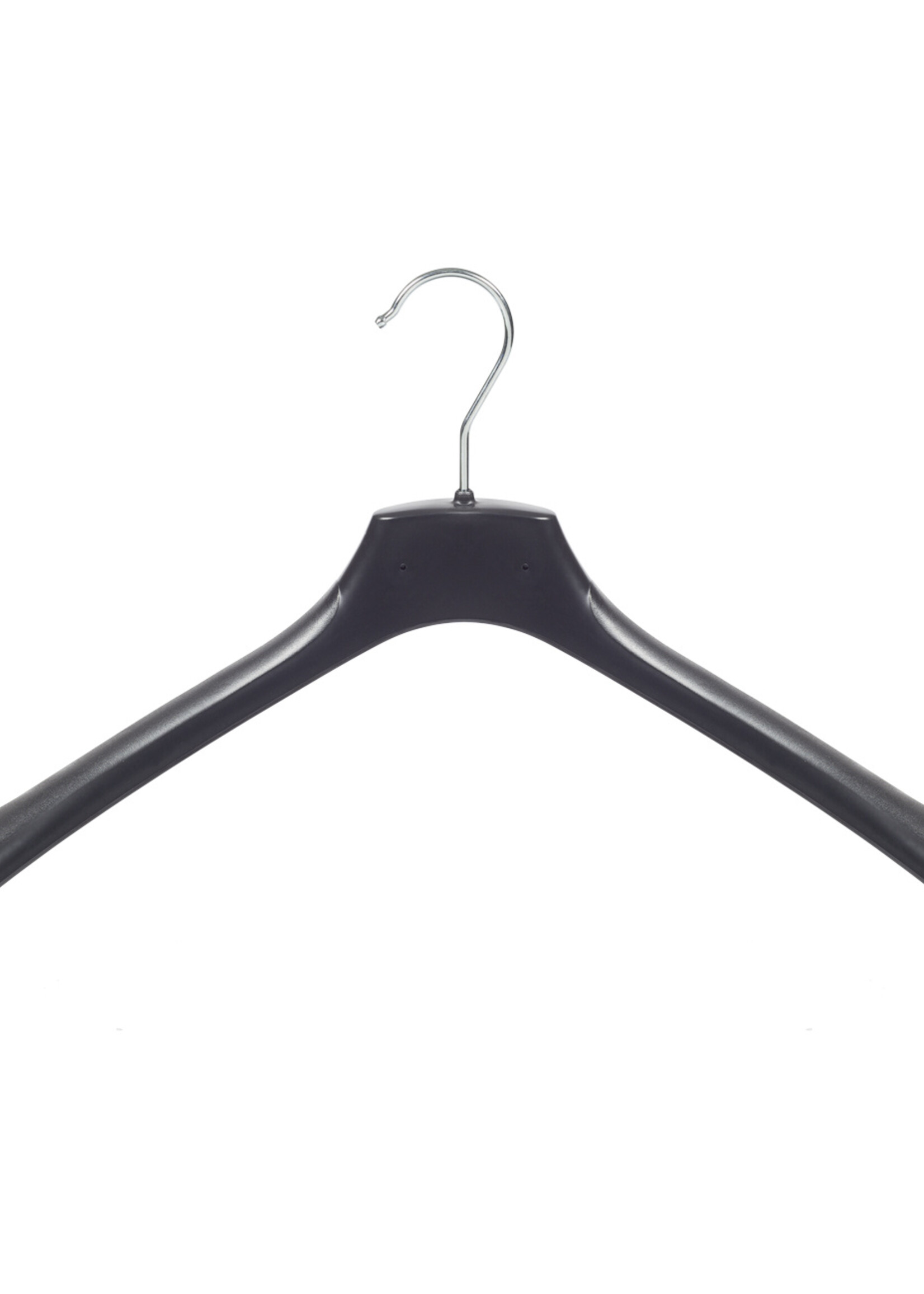 Mantelhanger - Kostuumhanger - Jassenhanger - Volwassenen - HZ48 - 20 Stuks - Kunststof - Zwart - Gebogen Model - Schouderverbreding 4,8 cm - 48 cm - Kledinghanger - Kleerhanger - HZ-Serie