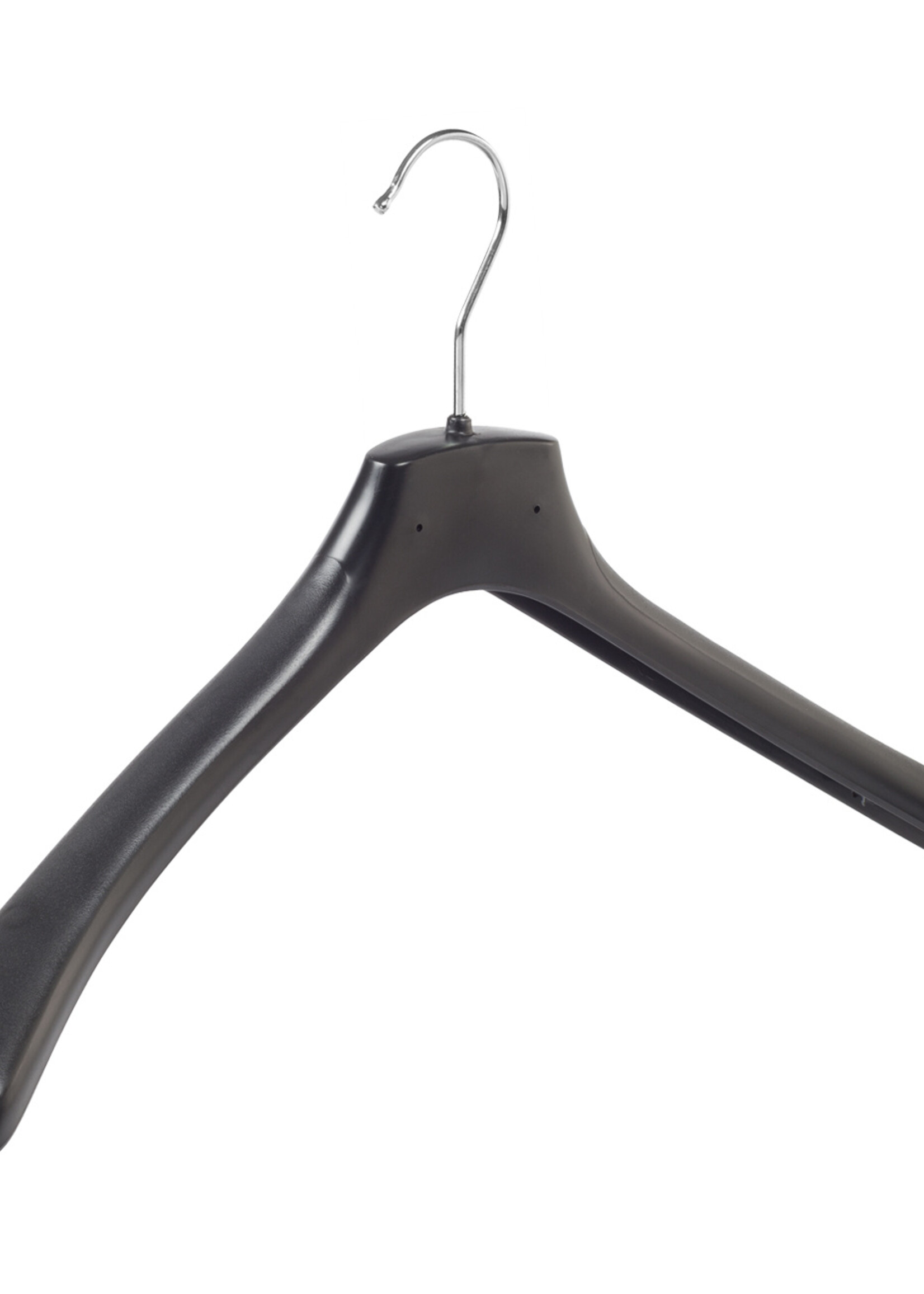 Mantelhanger - Kostuumhanger - Jassenhanger - Volwassenen - HZ48 - 30 Stuks - Kunststof - Zwart - Gebogen Model - Schouderverbreding 4,8 cm - 48 cm - Kledinghanger - Kleerhanger - HZ-Serie