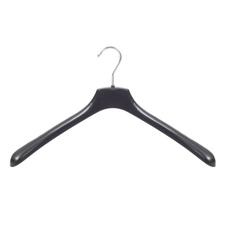 Mantelhanger - Kostuumhanger - Jassenhanger - Volwassenen - HZ48 - 30 Stuks - Kunststof - Zwart - Gebogen Model - Schouderverbreding 4,8 cm - 48 cm - Kledinghanger - Kleerhanger - HZ-Serie