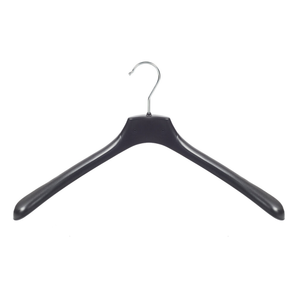 Mantelhanger - Kostuumhanger - Jassenhanger - Volwassenen - HZ48 - 40 Stuks - Kunststof - Zwart - Gebogen Model - Schouderverbreding 4,8 cm - 48 cm - Kledinghanger - Kleerhanger - HZ-Serie