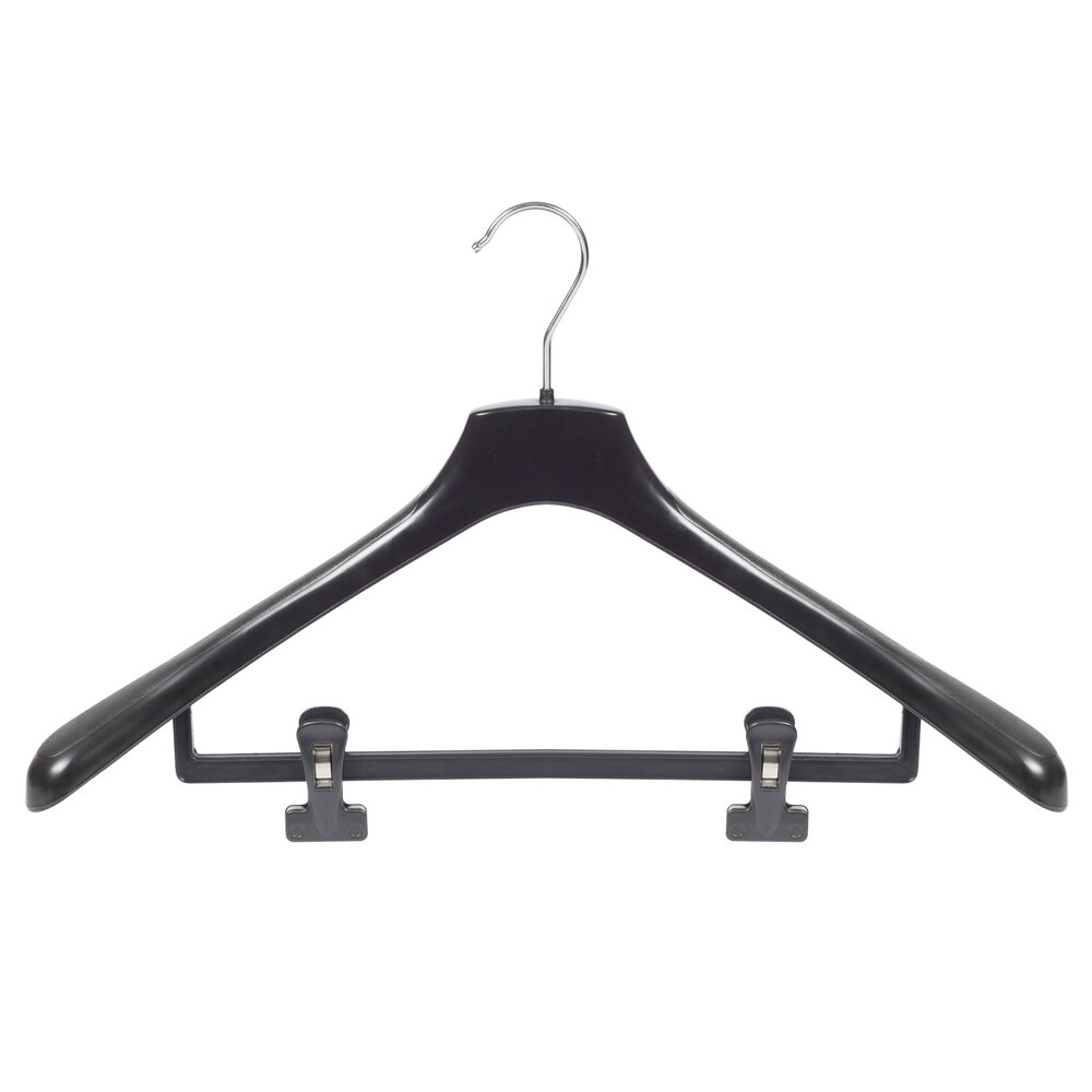 Mantelhanger - Kostuumhanger - Jassenhanger - Volwassenen - HZ50 - 30 Stuks - Kunststof - Zwart - Gebogen Model - Schouderverbreding 4,8 cm - Anti-slip Knijpers - 50 cm - Kledinghanger - Kleerhanger - HZ-Serie