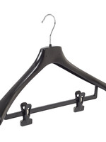 Mantelhanger - Kostuumhanger - Jassenhanger - Volwassenen - HZ50 - 40 Stuks - Kunststof - Zwart - Gebogen Model - Schouderverbreding 4,8 cm - Anti-slip Knijpers - 50 cm - Kledinghanger - Kleerhanger - HZ-Serie