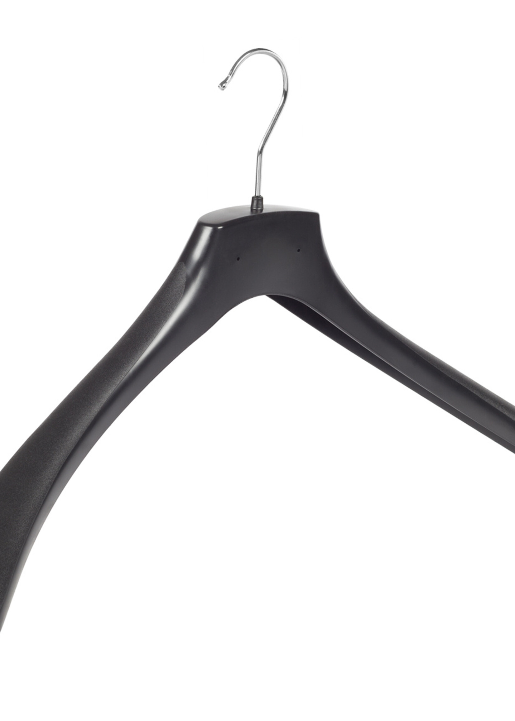 Mantelhanger - Kostuumhanger - Jassenhanger - Volwassenen - HZ50 - 10 Stuks - Kunststof - Zwart - Gebogen Model - Schouderverbreding 4,8 cm - 50 cm - Kledinghanger - Kleerhanger - HZ-Serie