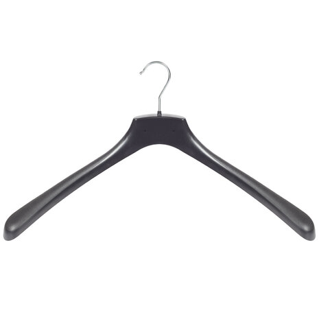 Mantelhanger - Kostuumhanger - Jassenhanger - Volwassenen - HZ50 - 50 Stuks - Kunststof - Zwart - Gebogen Model - Schouderverbreding 4,8 cm - 50 cm - Kledinghanger - Kleerhanger - HZ-Serie