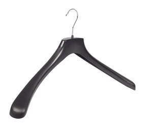 Mantelhanger - Kostuumhanger - Jassenhanger - Volwassenen - HZ55 - 10 Stuks - Kunststof - Zwart - Gebogen Model - Schouderverbreding 4,8 cm - 55 cm - Kledinghanger - Kleerhanger - HZ-Serie