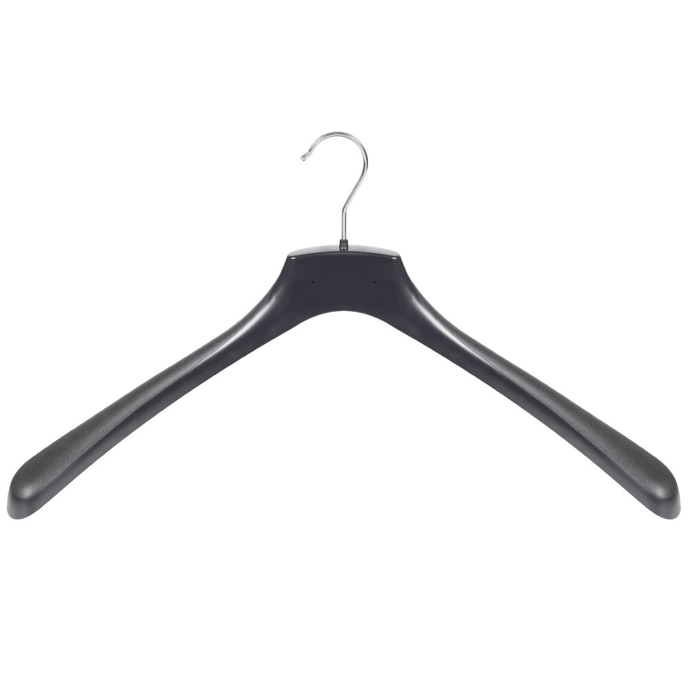 Mantelhanger - Kostuumhanger - Jassenhanger - Volwassenen - HZ55 - 40 Stuks - Kunststof - Zwart - Gebogen Model - Schouderverbreding 4,8 cm - 55 cm - Kledinghanger - Kleerhanger - HZ-Serie