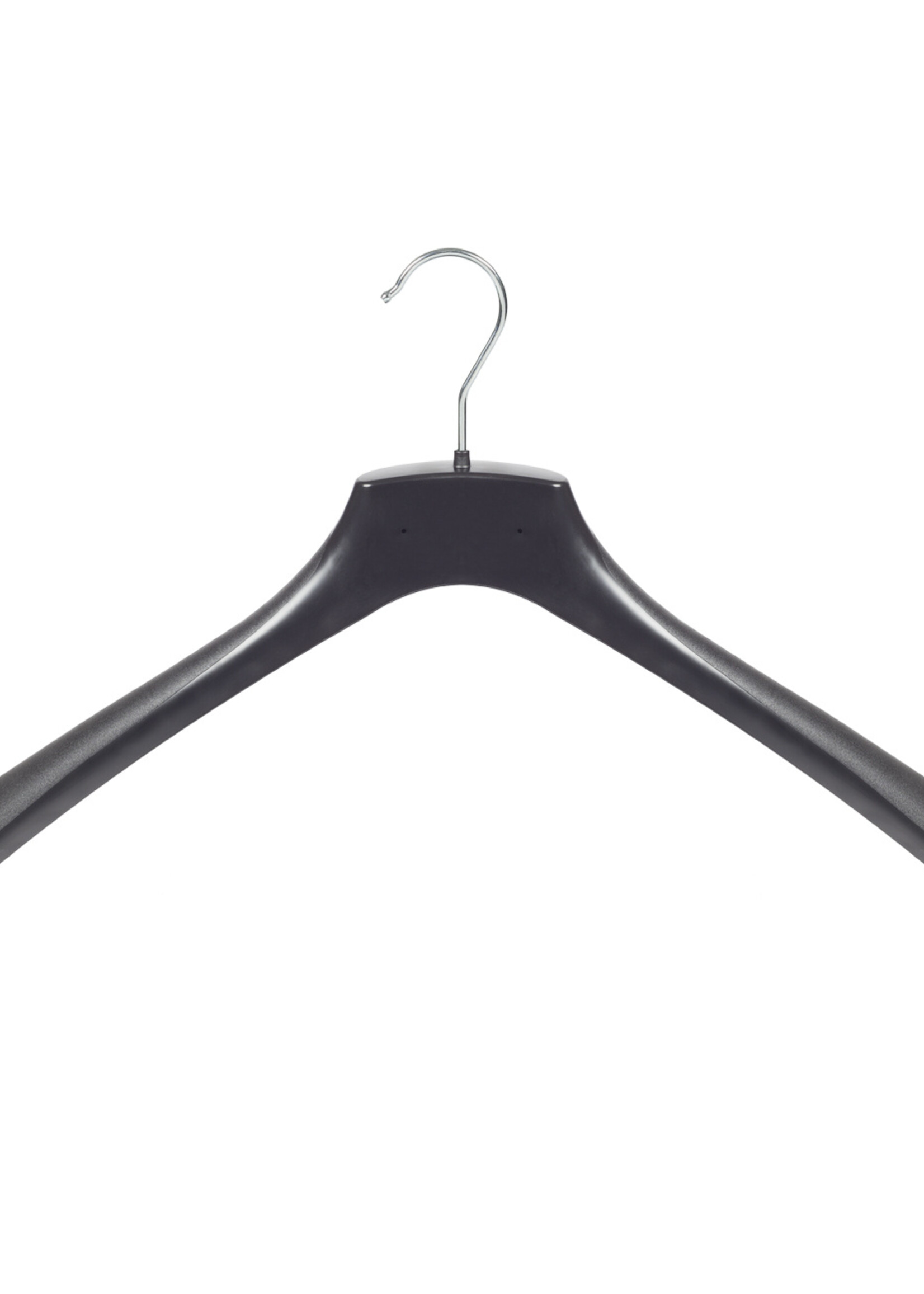 Mantelhanger - Kostuumhanger - Jassenhanger - Volwassenen - HZ55 - 40 Stuks - Kunststof - Zwart - Gebogen Model - Schouderverbreding 4,8 cm - 55 cm - Kledinghanger - Kleerhanger - HZ-Serie