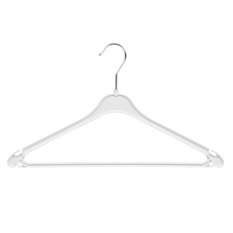 Kledinghanger - Volwassenen - K343 - 20 Stuks - Blousehanger - Shirthanger - Kunststof - Wit - Rokinkepingen - Broeklat - 43 cm - Kleerhanger - K343-Serie