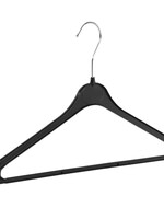 Kledinghanger - Volwassenen - K343R - 20 Stuks - Blousehanger - Shirthanger - Kunststof - Zwart - Rokinkepingen - Anti-Slip Broeklat - 43 cm - Kleerhanger - K343-Serie