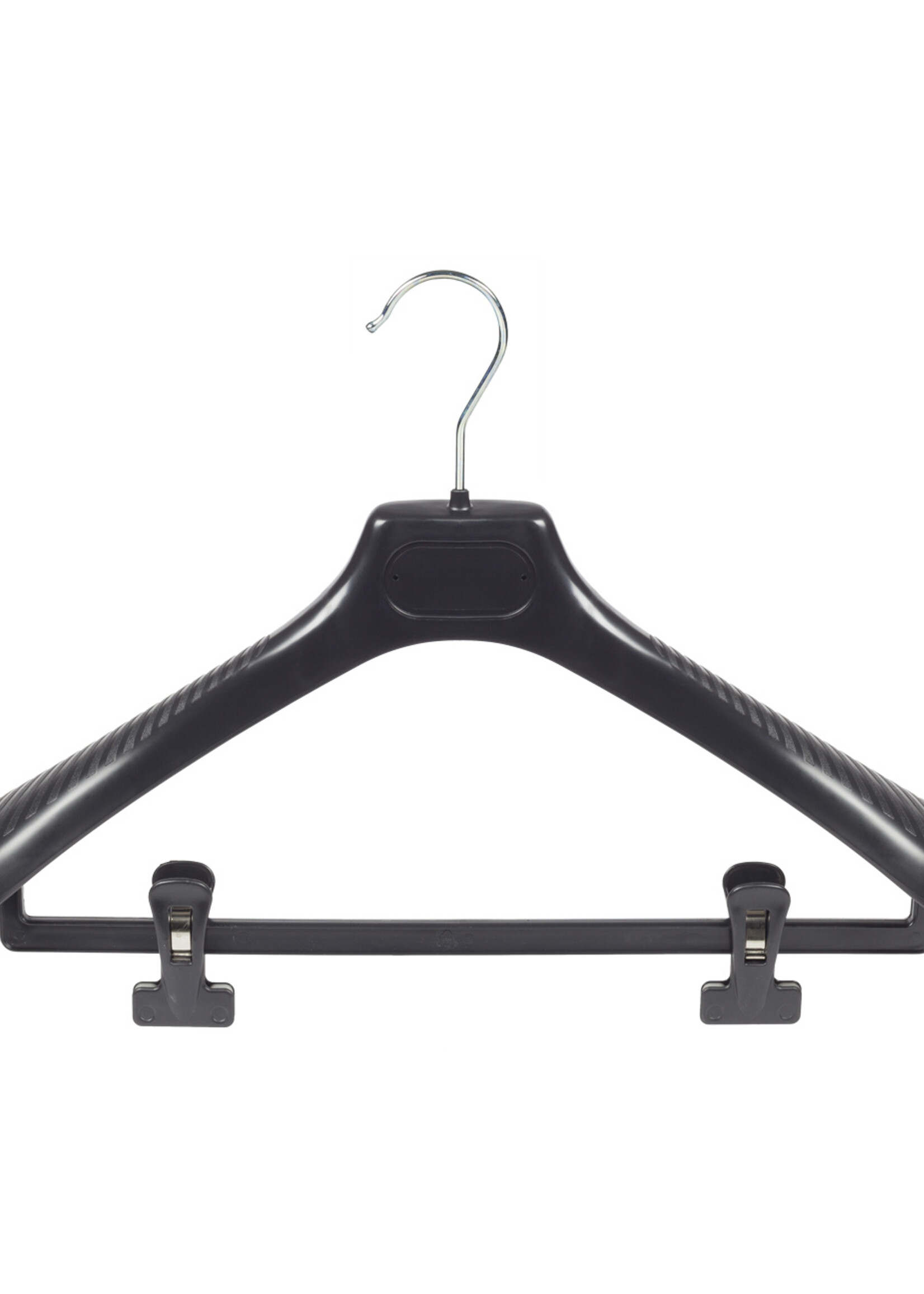 Mantelhanger - Kostuumhanger - Jassenhanger - Volwassenen - LS39 - 40 Stuks - Kunststof - Zwart - Gebogen Model - Schouderverbreding 5 cm - Anti-slip Knijpers - 39 cm - Kledinghanger - Kleerhanger - LS-Serie