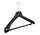 Mantelhanger - Kostuumhanger - Jassenhanger - Volwassenen - LS39 - 10 Stuks - Kunststof - Zwart - Gebogen Model - Schouderverbreding 5 cm - Broeklat met Schuim - 39 cm - Kledinghanger - Kleerhanger - LS-Serie