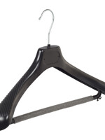 Mantelhanger - Kostuumhanger - Jassenhanger - Volwassenen - LS39 - 40 Stuks - Kunststof - Zwart - Gebogen Model - Schouderverbreding 5 cm - Broeklat met Schuim - 39 cm - Kledinghanger - Kleerhanger - LS-Serie