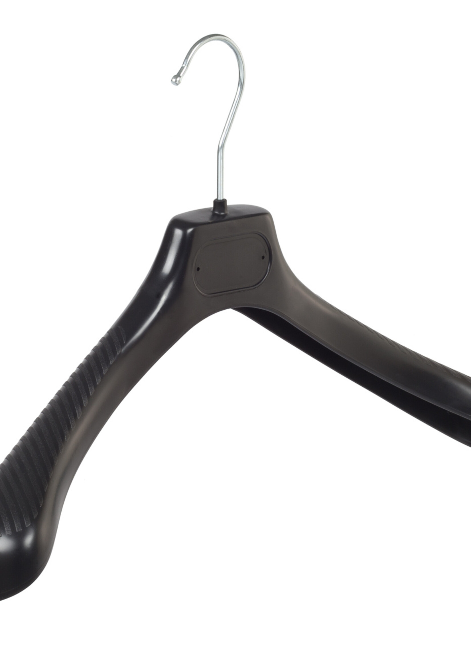 Mantelhanger - Kostuumhanger - Jassenhanger - Volwassenen - LS39 - 10 Stuks - Kunststof - Zwart - Gebogen Model - Schouderverbreding 5 cm - 39 cm - Kledinghanger - Kleerhanger - LS-Serie