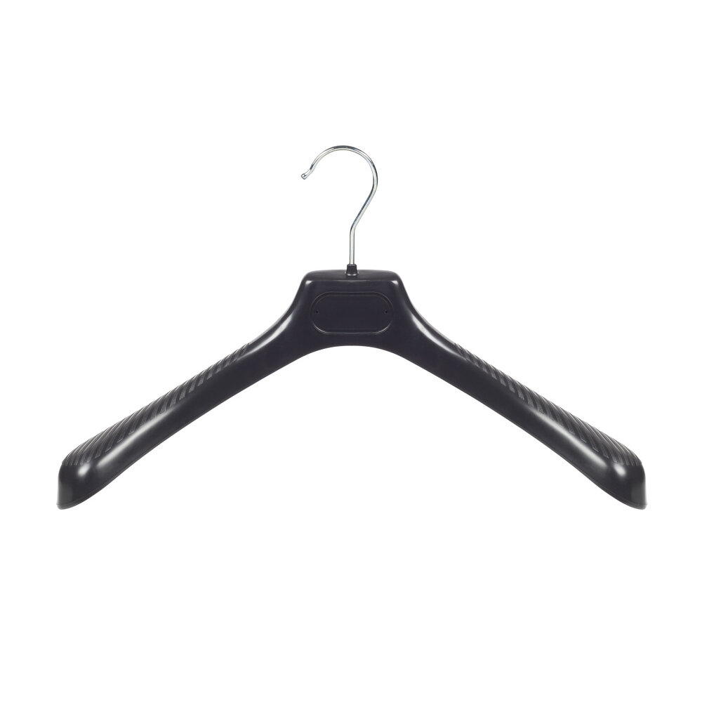 Mantelhanger - Kostuumhanger - Jassenhanger - Volwassenen - LS42 - 10 Stuks - Kunststof - Zwart - Gebogen Model - Schouderverbreding 5 cm - 42 cm - Kledinghanger - Kleerhanger - LS-Serie