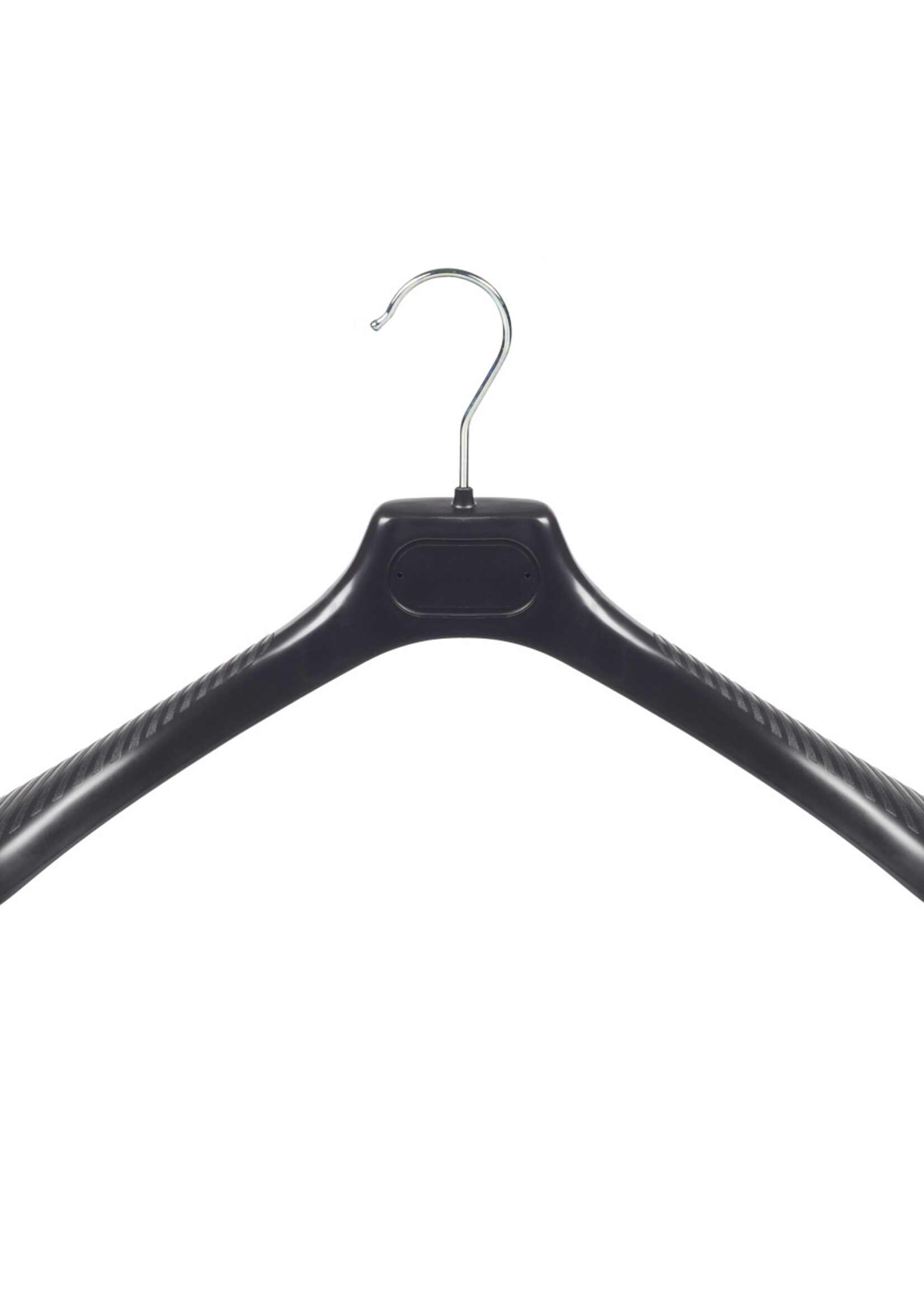 Mantelhanger - Kostuumhanger - Jassenhanger - Volwassenen - LS42 - 10 Stuks - Kunststof - Zwart - Gebogen Model - Schouderverbreding 5 cm - 42 cm - Kledinghanger - Kleerhanger - LS-Serie