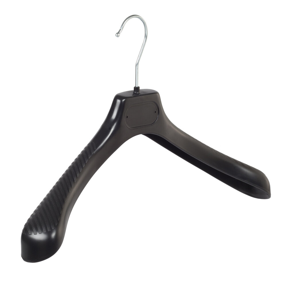Mantelhanger - Kostuumhanger - Jassenhanger - Volwassenen - LS42 - 20 Stuks - Kunststof - Zwart - Gebogen Model - Schouderverbreding 5 cm - 42 cm - Kledinghanger - Kleerhanger - LS-Serie