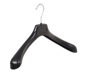 Mantelhanger - Kostuumhanger - Jassenhanger - Volwassenen - LS42 - 40 Stuks - Kunststof - Zwart - Gebogen Model - Schouderverbreding 5 cm - 42 cm - Kledinghanger - Kleerhanger - LS-Serie