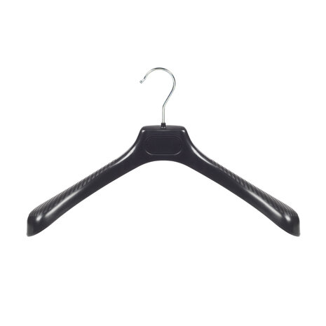 Mantelhanger - Kostuumhanger - Jassenhanger - Volwassenen - LS42 - 50 Stuks - Kunststof - Zwart - Gebogen Model - Schouderverbreding 5 cm - 42 cm - Kledinghanger - Kleerhanger - LS-Serie