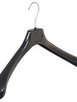 Mantelhanger - Kostuumhanger - Jassenhanger - Volwassenen - LS45 - 30 Stuks - Kunststof - Zwart - Gebogen Model - Schouderverbreding 5 cm - 45 cm - Kledinghanger - Kleerhanger - LS-Serie
