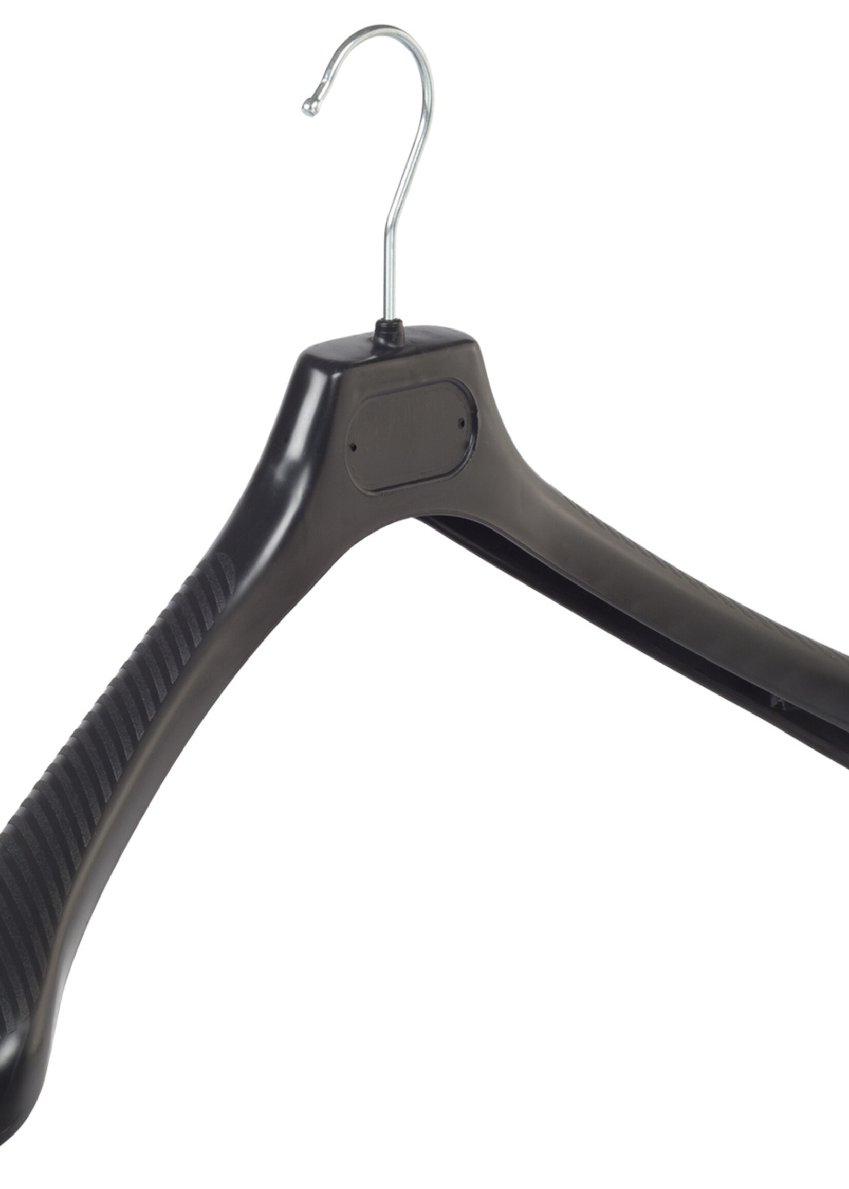 Mantelhanger - Kostuumhanger - Jassenhanger - Volwassenen - LS45 - 50 Stuks - Kunststof - Zwart - Gebogen Model - Schouderverbreding 5 cm - 45 cm - Kledinghanger - Kleerhanger - LS-Serie
