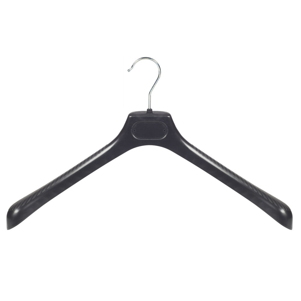 Mantelhanger - Kostuumhanger - Jassenhanger - Volwassenen - LS48 - 40 Stuks - Kunststof - Zwart - Gebogen Model - Schouderverbreding 5 cm - 48 cm - Kledinghanger - Kleerhanger - LS-Serie
