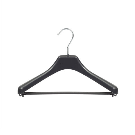 Mantelhanger - Kostuumhanger - Jassenhanger - Kinderen - LX36 - 20 Stuks - Kunststof - Zwart - Gebogen Model - Schouderverbreding 4,2 cm - Broeklat - 36 cm - Kinderhanger - Kledinghanger - Kleerhanger - LX-Serie