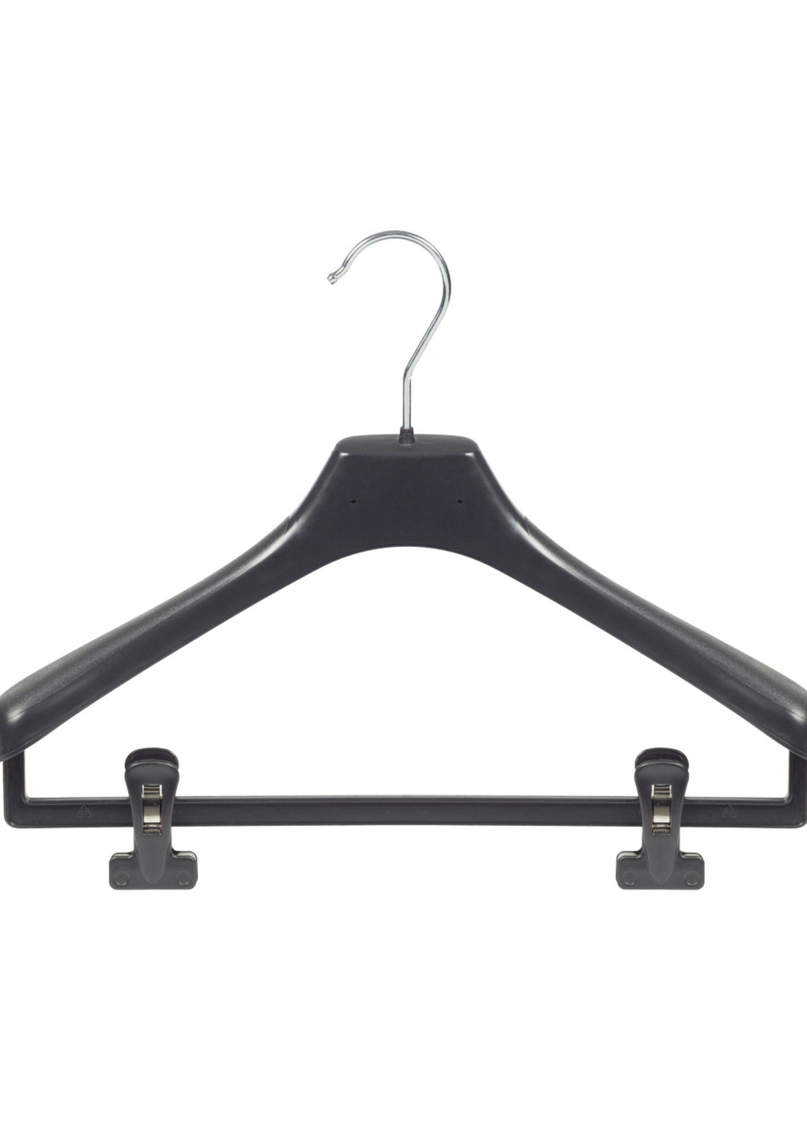 Mantelhanger - Kostuumhanger - Jassenhanger - Kinderen - LX36 - 20 Stuks - Kunststof - Zwart - Gebogen Model - Schouderverbreding 4,2 cm - Anti-slip Knijpers - 36 cm - Kinderhanger - Kledinghanger - Kleerhanger - LX-Serie