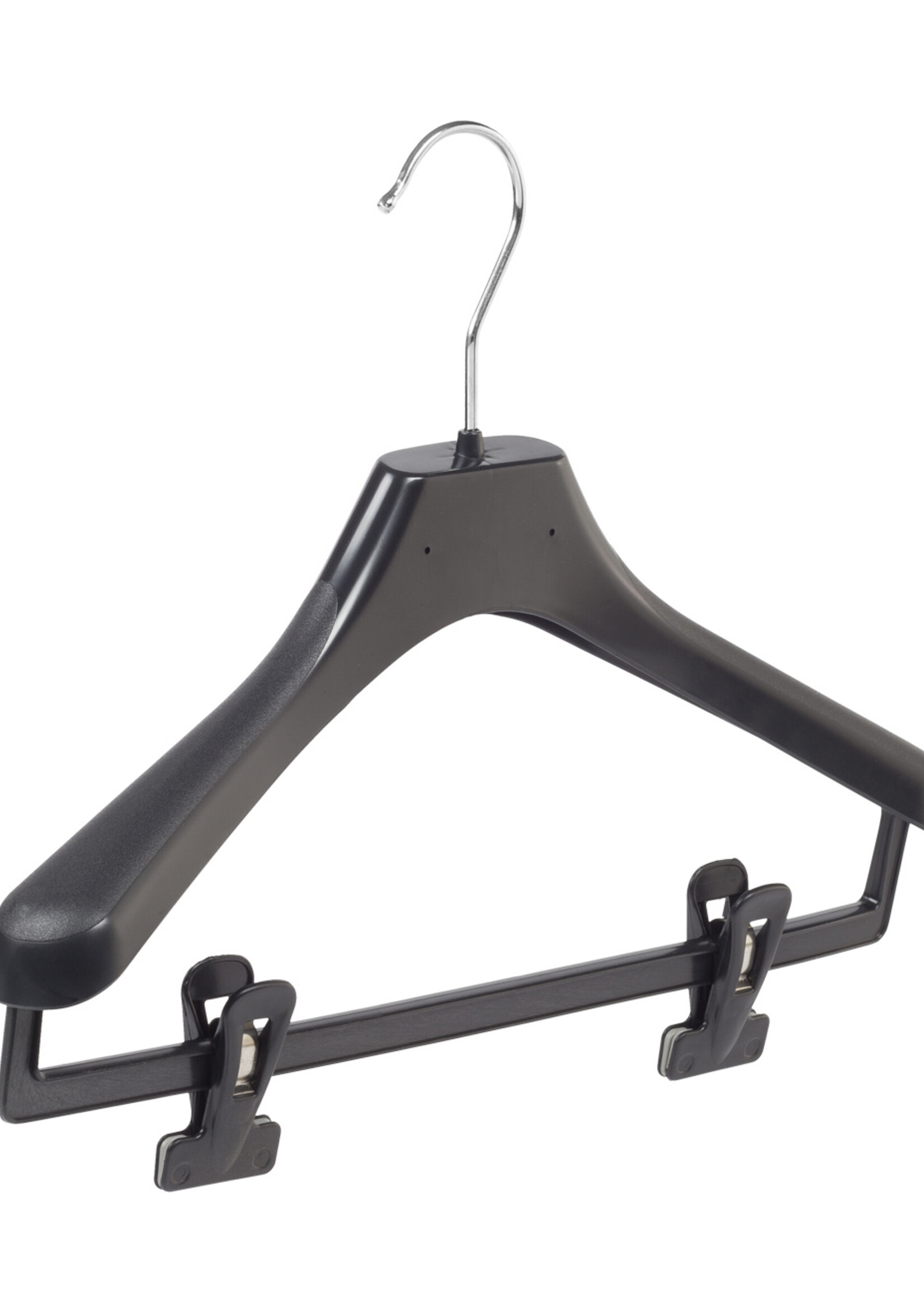 Mantelhanger - Kostuumhanger - Jassenhanger - Kinderen - LX36 - 30 Stuks - Kunststof - Zwart - Gebogen Model - Schouderverbreding 4,2 cm - Anti-slip Knijpers - 36 cm - Kinderhanger - Kledinghanger - Kleerhanger - LX-Serie
