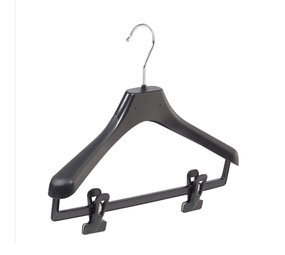 Mantelhanger - Kostuumhanger - Jassenhanger - Kinderen - LX36 - 30 Stuks - Kunststof - Zwart - Gebogen Model - Schouderverbreding 4,2 cm - Anti-slip Knijpers - 36 cm - Kinderhanger - Kledinghanger - Kleerhanger - LX-Serie