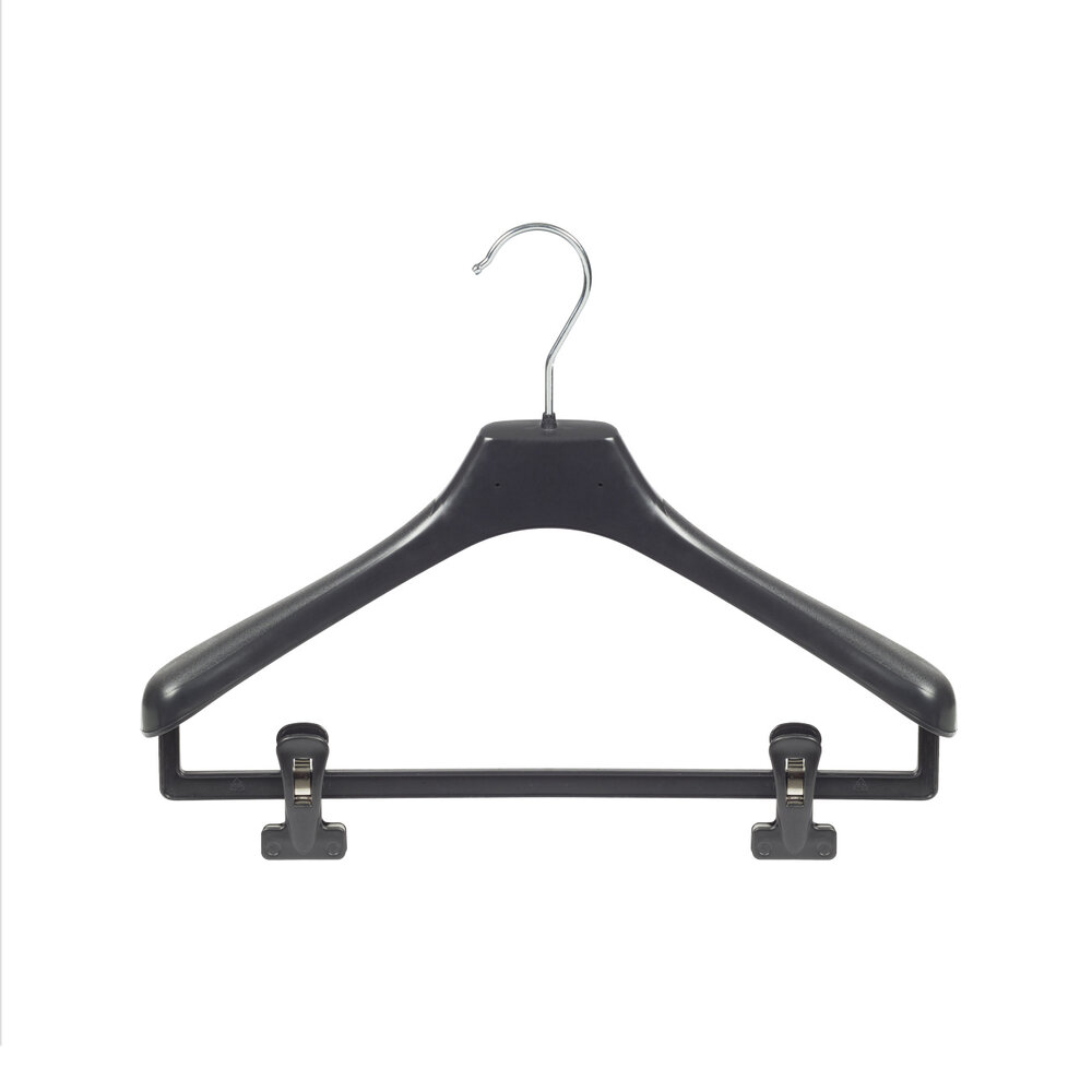 Mantelhanger - Kostuumhanger - Jassenhanger - Kinderen - LX36 - 40 Stuks - Kunststof - Zwart - Gebogen Model - Schouderverbreding 4,2 cm - Anti-slip Knijpers - 36 cm - Kinderhanger - Kledinghanger - Kleerhanger - LX-Serie