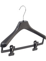 Mantelhanger - Kostuumhanger - Jassenhanger - Kinderen - LX36 - 50 Stuks - Kunststof - Zwart - Gebogen Model - Schouderverbreding 4,2 cm - Anti-slip Knijpers - 36 cm - Kinderhanger - Kledinghanger - Kleerhanger - LX-Serie