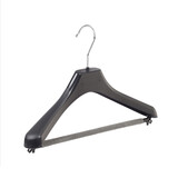 Mantelhanger - Kostuumhanger - Jassenhanger - Kinderen - LX36 - 10 Stuks - Kunststof - Zwart - Gebogen Model - Schouderverbreding 4,2 cm - Broeklat met Schuim - 36 cm - Kinderhanger - Kledinghanger - Kleerhanger - LX-Serie