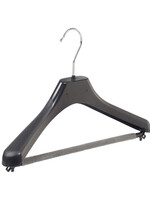 Mantelhanger - Kostuumhanger - Jassenhanger - Kinderen - LX36 - 20 Stuks - Kunststof - Zwart - Gebogen Model - Schouderverbreding 4,2 cm - Broeklat met Schuim - 36 cm - Kinderhanger - Kledinghanger - Kleerhanger - LX-Serie