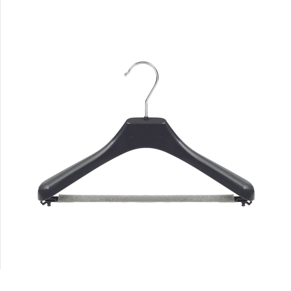 Mantelhanger - Kostuumhanger - Jassenhanger - Kinderen - LX36 - 20 Stuks - Kunststof - Zwart - Gebogen Model - Schouderverbreding 4,2 cm - Broeklat met Schuim - 36 cm - Kinderhanger - Kledinghanger - Kleerhanger - LX-Serie