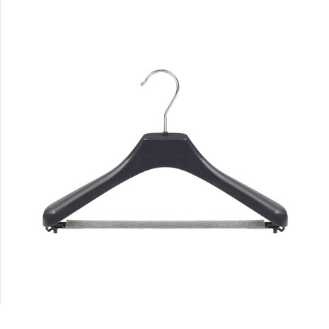 Mantelhanger - Kostuumhanger - Jassenhanger - Kinderen - LX36 - 20 Stuks - Kunststof - Zwart - Gebogen Model - Schouderverbreding 4,2 cm - Broeklat met Schuim - 36 cm - Kinderhanger - Kledinghanger - Kleerhanger - LX-Serie