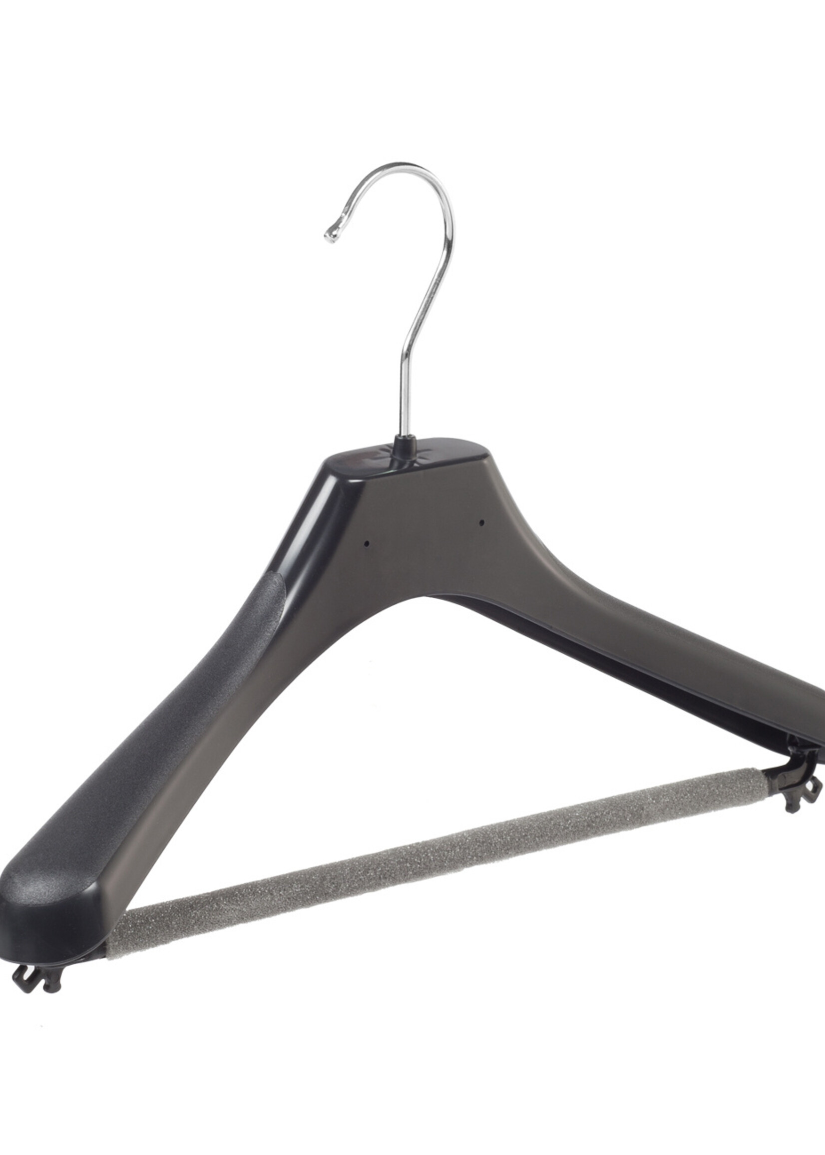 Mantelhanger - Kostuumhanger - Jassenhanger - Kinderen - LX36 - 40 Stuks - Kunststof - Zwart - Gebogen Model - Schouderverbreding 4,2 cm - Broeklat met Schuim - 36 cm - Kinderhanger - Kledinghanger - Kleerhanger - LX-Serie