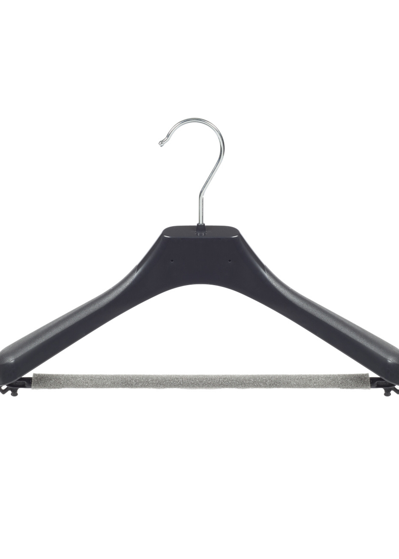 Mantelhanger - Kostuumhanger - Jassenhanger - Kinderen - LX36 - 50 Stuks - Kunststof - Zwart - Gebogen Model - Schouderverbreding 4,2 cm - Broeklat met Schuim - 36 cm - Kinderhanger - Kledinghanger - Kleerhanger - LX-Serie