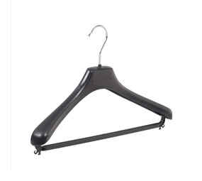 Mantelhanger - Kostuumhanger - Jassenhanger - Volwassenen - LX39 - 30 Stuks - Kunststof - Zwart - Gebogen Model - Schouderverbreding 4,2 cm - Broeklat - 39 cm - Kledinghanger - Kleerhanger - LX-Serie