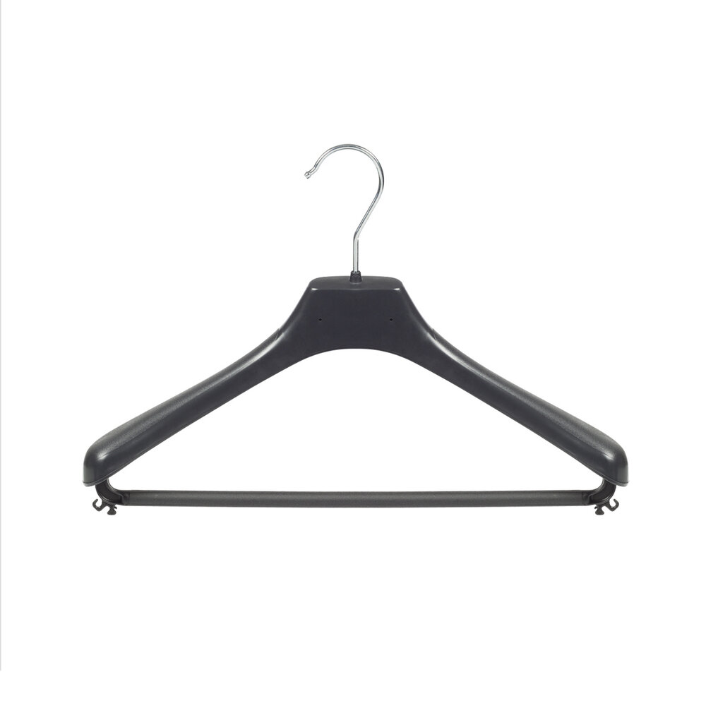 Mantelhanger - Kostuumhanger - Jassenhanger - Volwassenen - LX39 - 30 Stuks - Kunststof - Zwart - Gebogen Model - Schouderverbreding 4,2 cm - Broeklat - 39 cm - Kledinghanger - Kleerhanger - LX-Serie