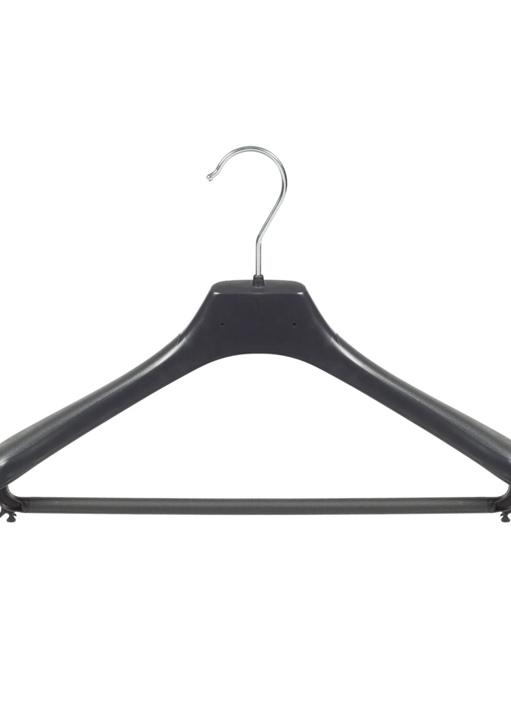 Mantelhanger - Kostuumhanger - Jassenhanger - Volwassenen - LX39 - 40 Stuks - Kunststof - Zwart - Gebogen Model - Schouderverbreding 4,2 cm - Broeklat - 39 cm - Kledinghanger - Kleerhanger - LX-Serie