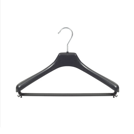 Mantelhanger - Kostuumhanger - Jassenhanger - Volwassenen - LX39 - 40 Stuks - Kunststof - Zwart - Gebogen Model - Schouderverbreding 4,2 cm - Broeklat - 39 cm - Kledinghanger - Kleerhanger - LX-Serie