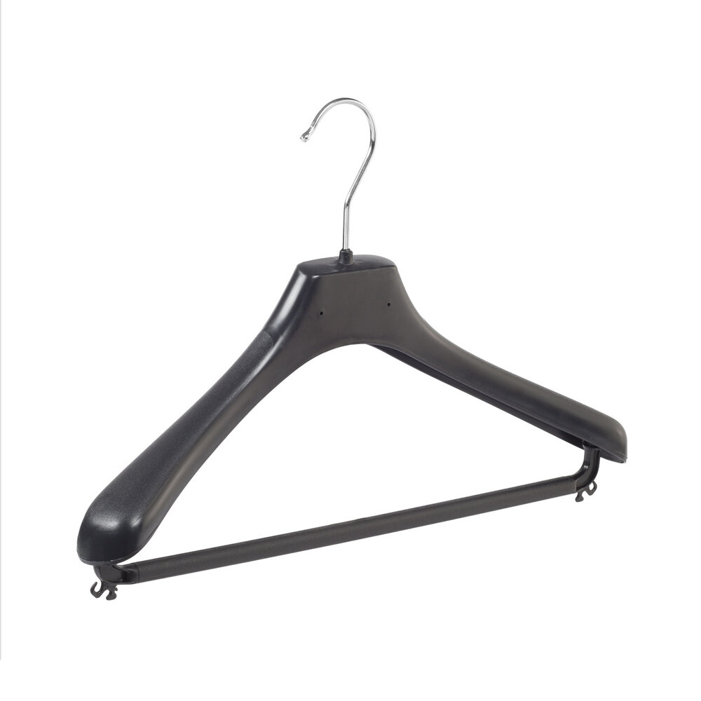 Mantelhanger - Kostuumhanger - Jassenhanger - Volwassenen - LX39 - 50 Stuks - Kunststof - Zwart - Gebogen Model - Schouderverbreding 4,2 cm - Broeklat - 39 cm - Kledinghanger - Kleerhanger - LX-Serie