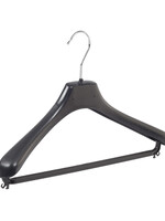 Mantelhanger - Kostuumhanger - Jassenhanger - Volwassenen - LX39 - 50 Stuks - Kunststof - Zwart - Gebogen Model - Schouderverbreding 4,2 cm - Broeklat - 39 cm - Kledinghanger - Kleerhanger - LX-Serie